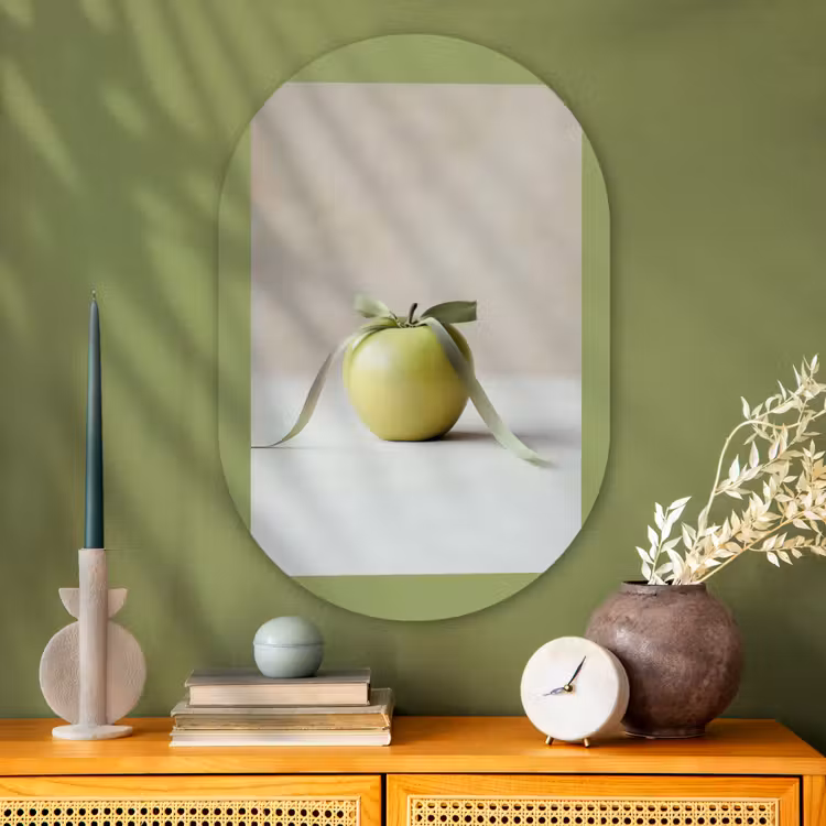 Muurovaal - Glas - Groen - Appel - Strikje — 2