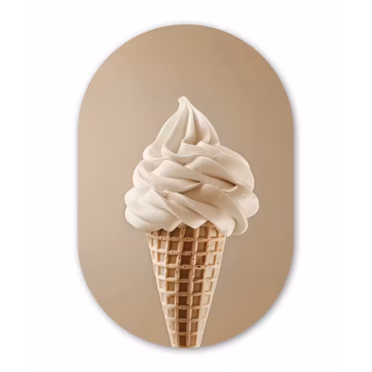 Muurovaal - Glas - IJs - Softijs - Romig - Hoorntje - Beige — 1