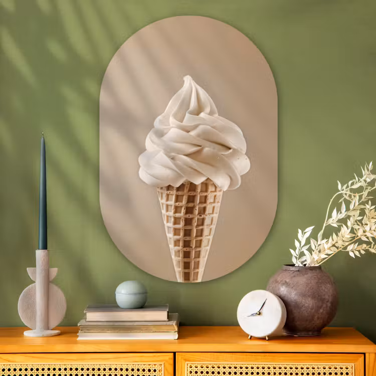 Muurovaal - Glas - IJs - Softijs - Romig - Hoorntje - Beige — 2