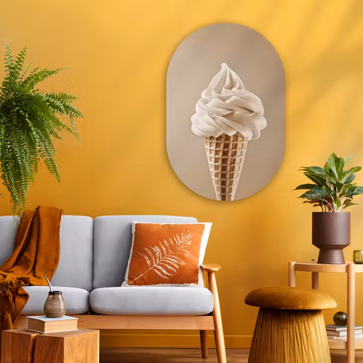 Muurovaal - Glas - IJs - Softijs - Romig - Hoorntje - Beige — 3