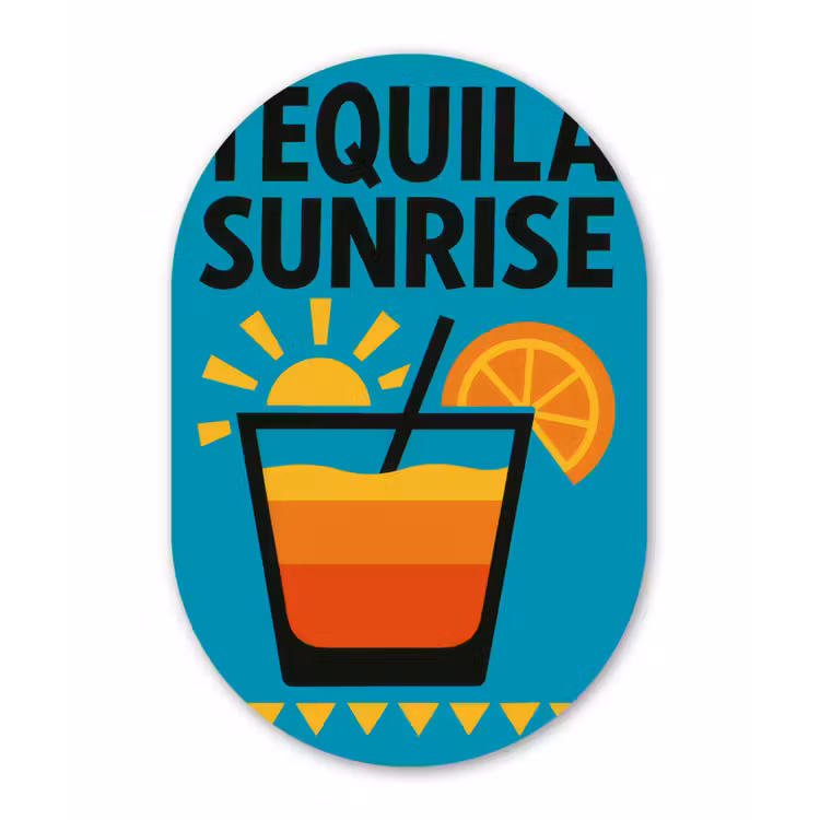 Muurovaal - Glas - Illustratie - Tequila - Glas - Blauw — 1