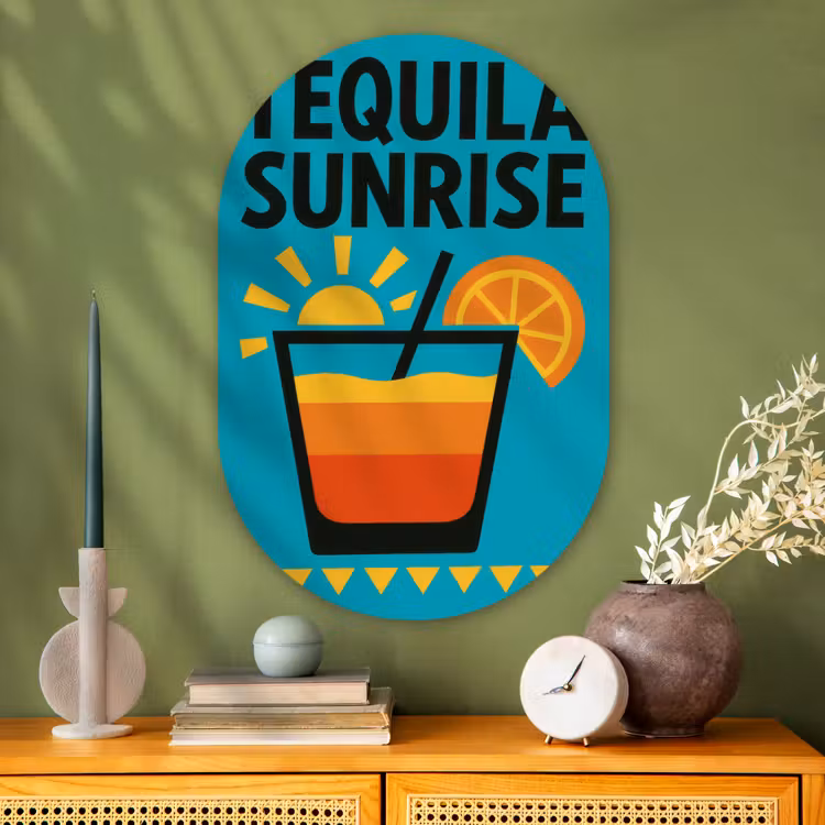 Muurovaal - Glas - Illustratie - Tequila - Glas - Blauw — 2