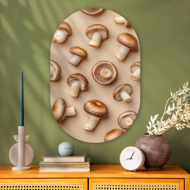 Muurovaal - Glas - Kastanje Champignons - Beige — 2