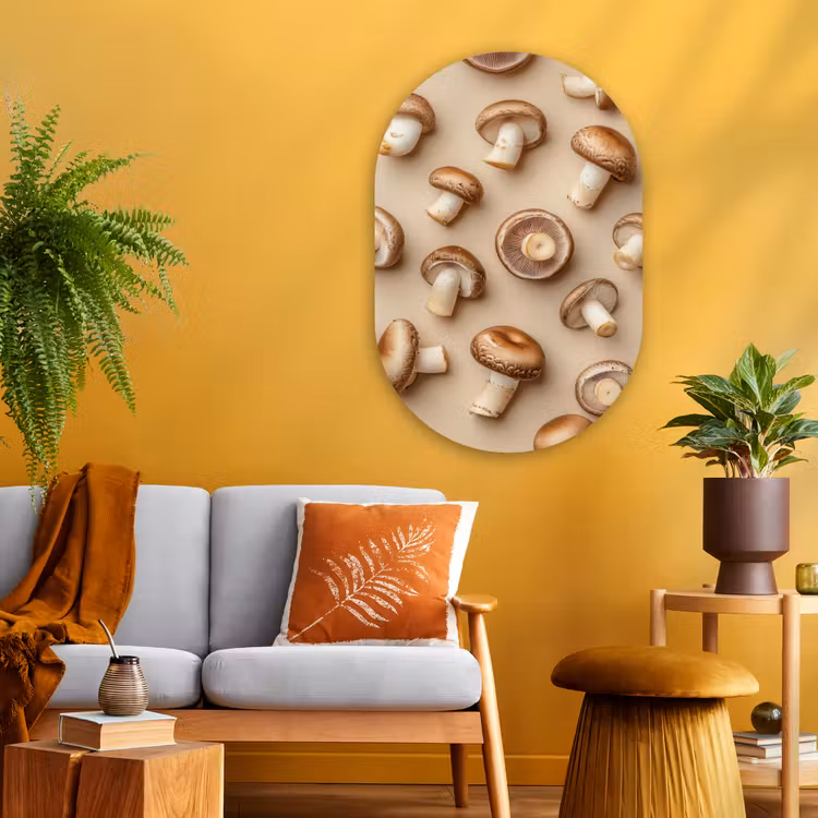 Muurovaal - Glas - Kastanje Champignons - Beige — 3