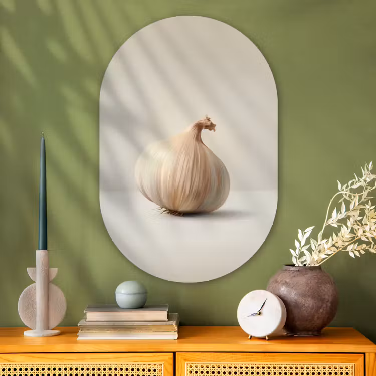 Muurovaal - Glas - Knoflook - Natuurlijk - Beige — 2