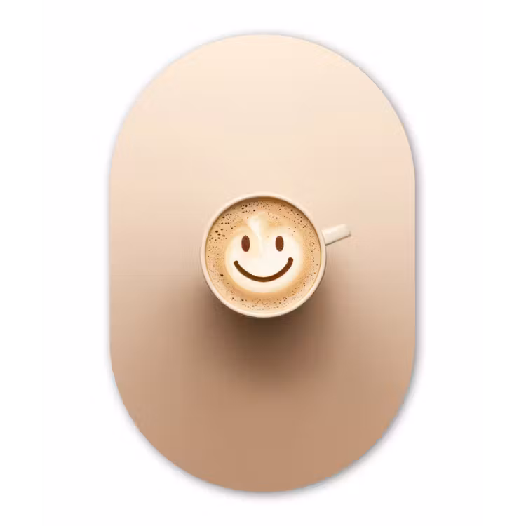Muurovaal - Glas - Koffie - Melkschuim - Lach - Beige — 1
