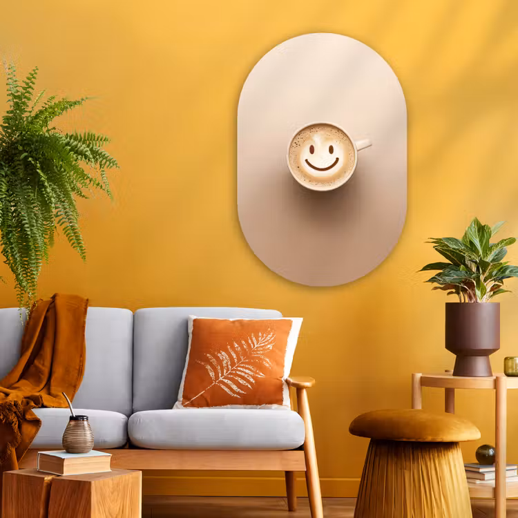 Muurovaal - Glas - Koffie - Melkschuim - Lach - Beige — 3