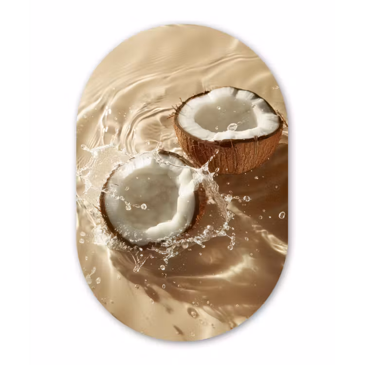 Muurovaal - Glas - Kokosnoot - Water - Beige - Spetters — 1