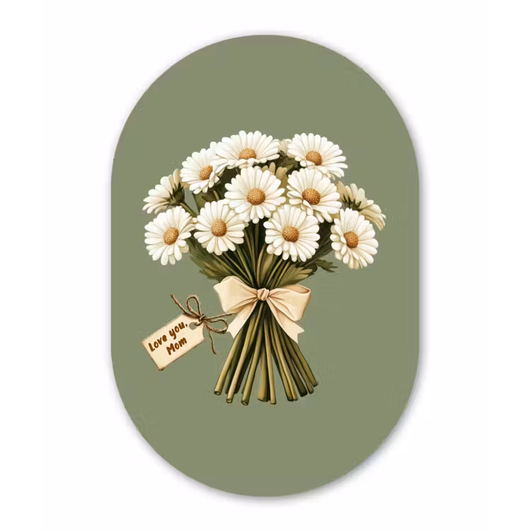 Muurovaal - Glas - Lint - Boeket - Groen - Quote — 1