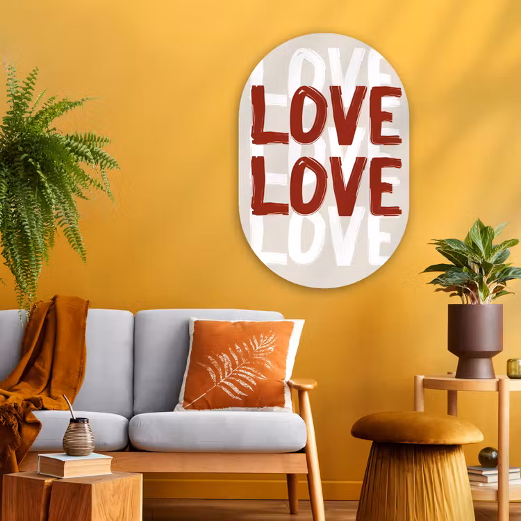 Muurovaal - Glas - Love - Rood - Tekst — 3