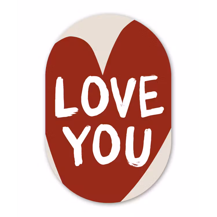 Muurovaal - Glas - Loveyou - Hart - Rood — 1