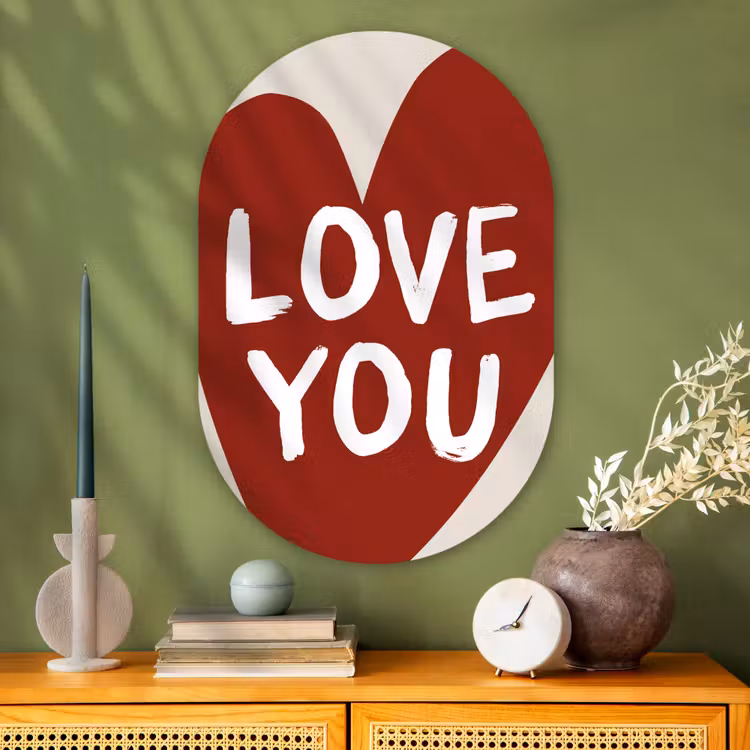 Muurovaal - Glas - Loveyou - Hart - Rood — 2
