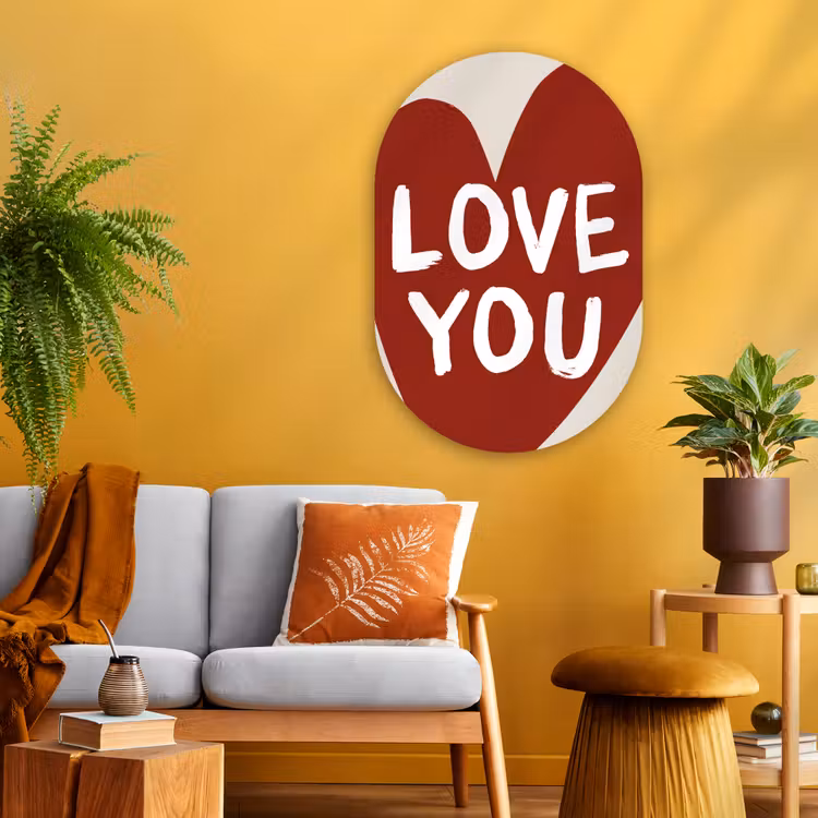 Muurovaal - Glas - Loveyou - Hart - Rood — 3