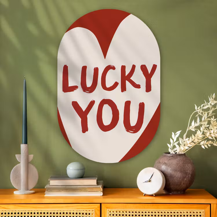 Muurovaal - Glas - Lucky - Hart - Rood — 2