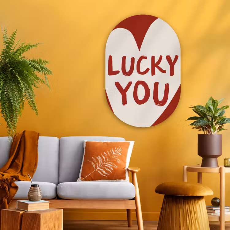 Muurovaal - Glas - Lucky - Hart - Rood — 3