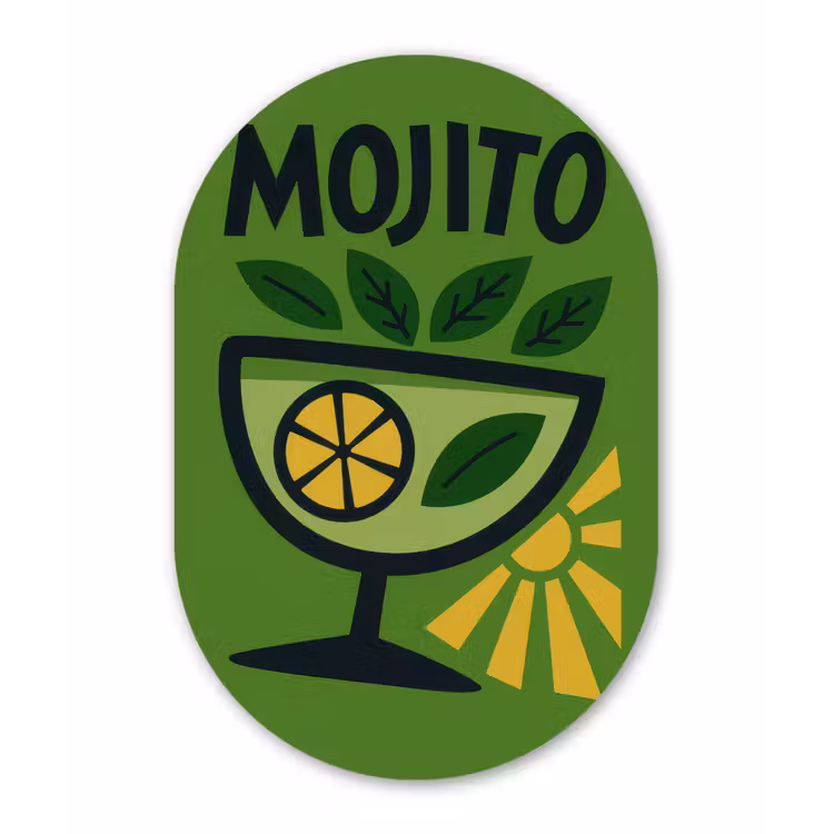 Muurovaal - Glas - Mojito - Cocktail - Citroen - Groen — 1