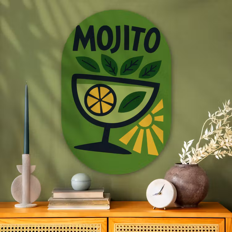 Muurovaal - Glas - Mojito - Cocktail - Citroen - Groen — 2