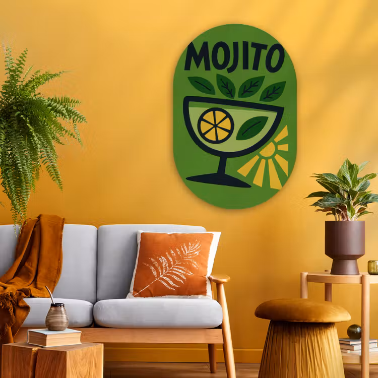 Muurovaal - Glas - Mojito - Cocktail - Citroen - Groen — 3