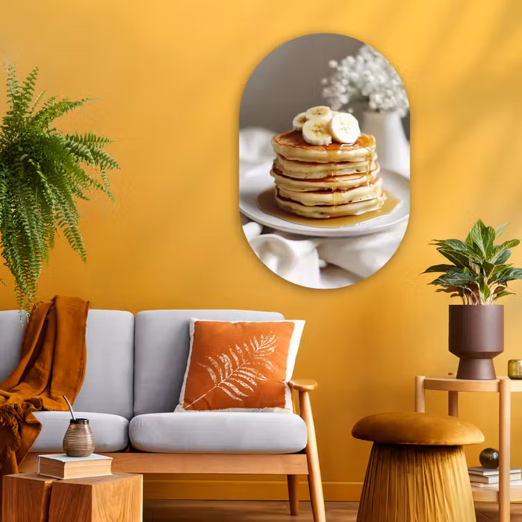 Muurovaal - Glas - Pannenkoeken - Banaan - Siroop - Wit - Beige — 3