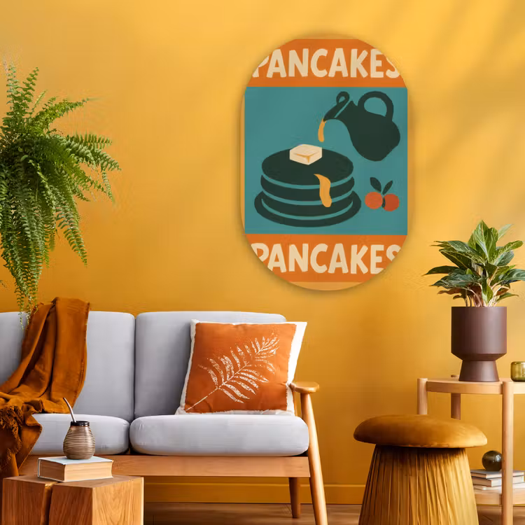 Muurovaal - Glas - Pannenkoeken - Siroop - Illustratie - Oranje — 3
