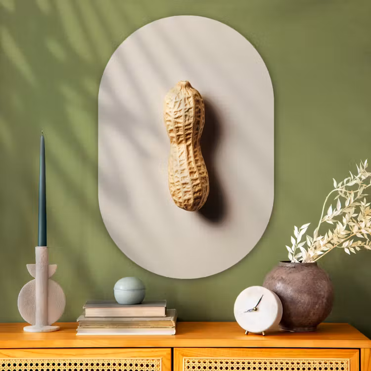 Muurovaal - Glas - Pinda - Ruw - Beige — 2