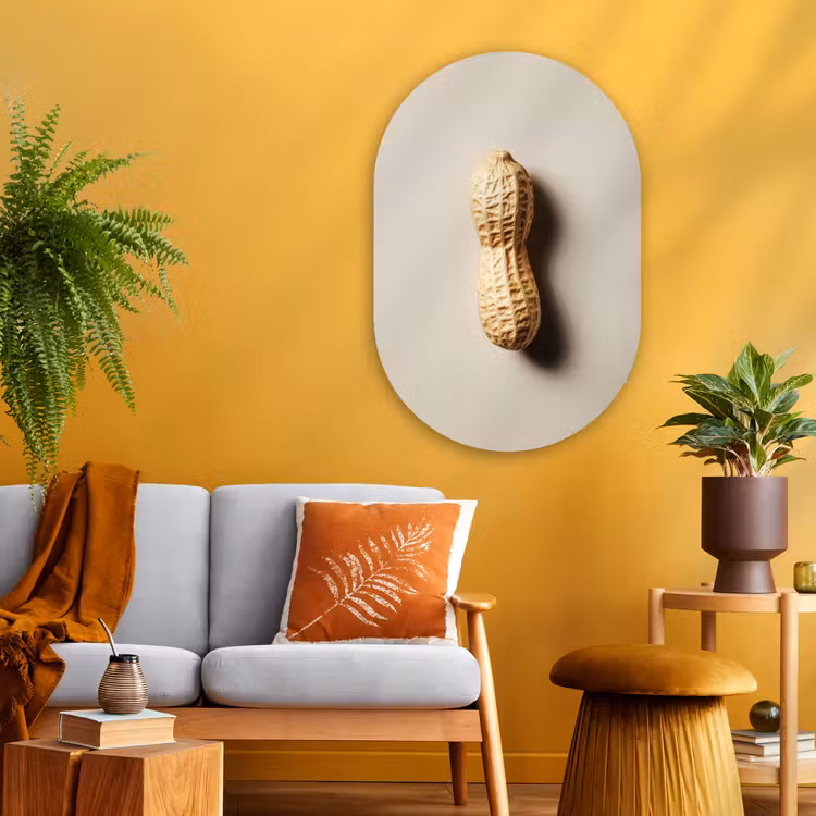 Muurovaal - Glas - Pinda - Ruw - Beige — 3