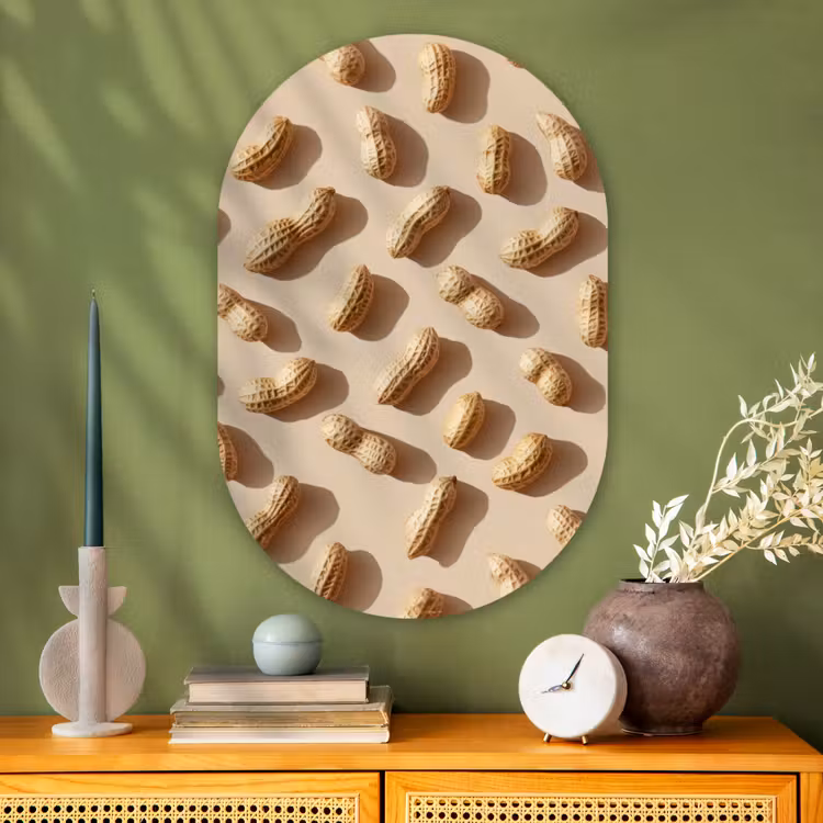Muurovaal - Glas - Pinda's - Patroon - Beige — 2