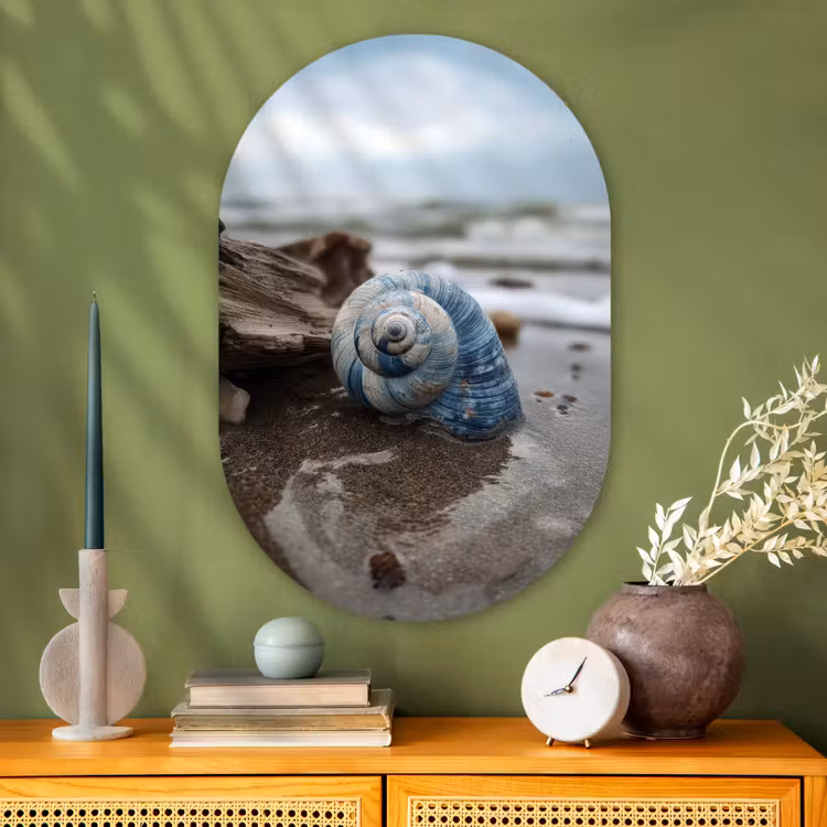 Muurovaal - Glas - Schelp - Strand - Blauw - Zee — 2