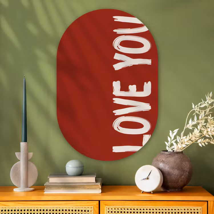 Muurovaal - Glas - Schuin - Loveyou - Rood — 2