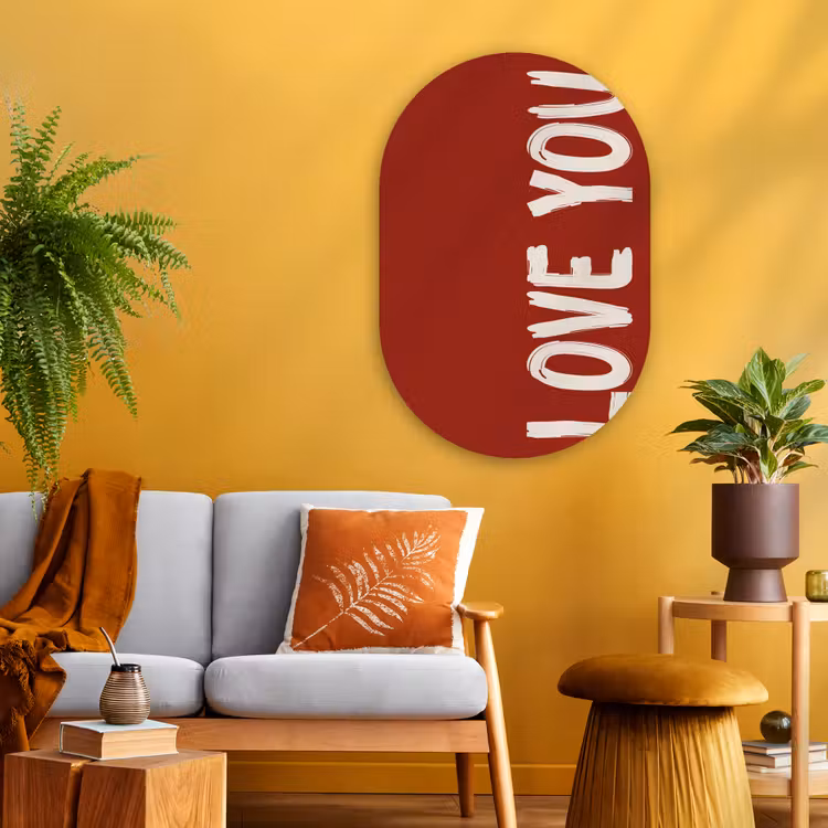 Muurovaal - Glas - Schuin - Loveyou - Rood — 3