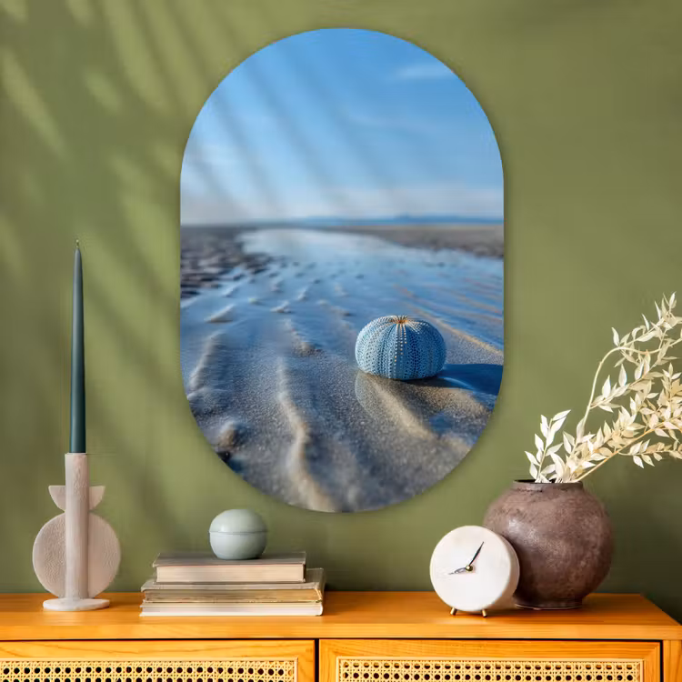 Muurovaal - Glas - Strand - Schild - Water - Blauw — 2