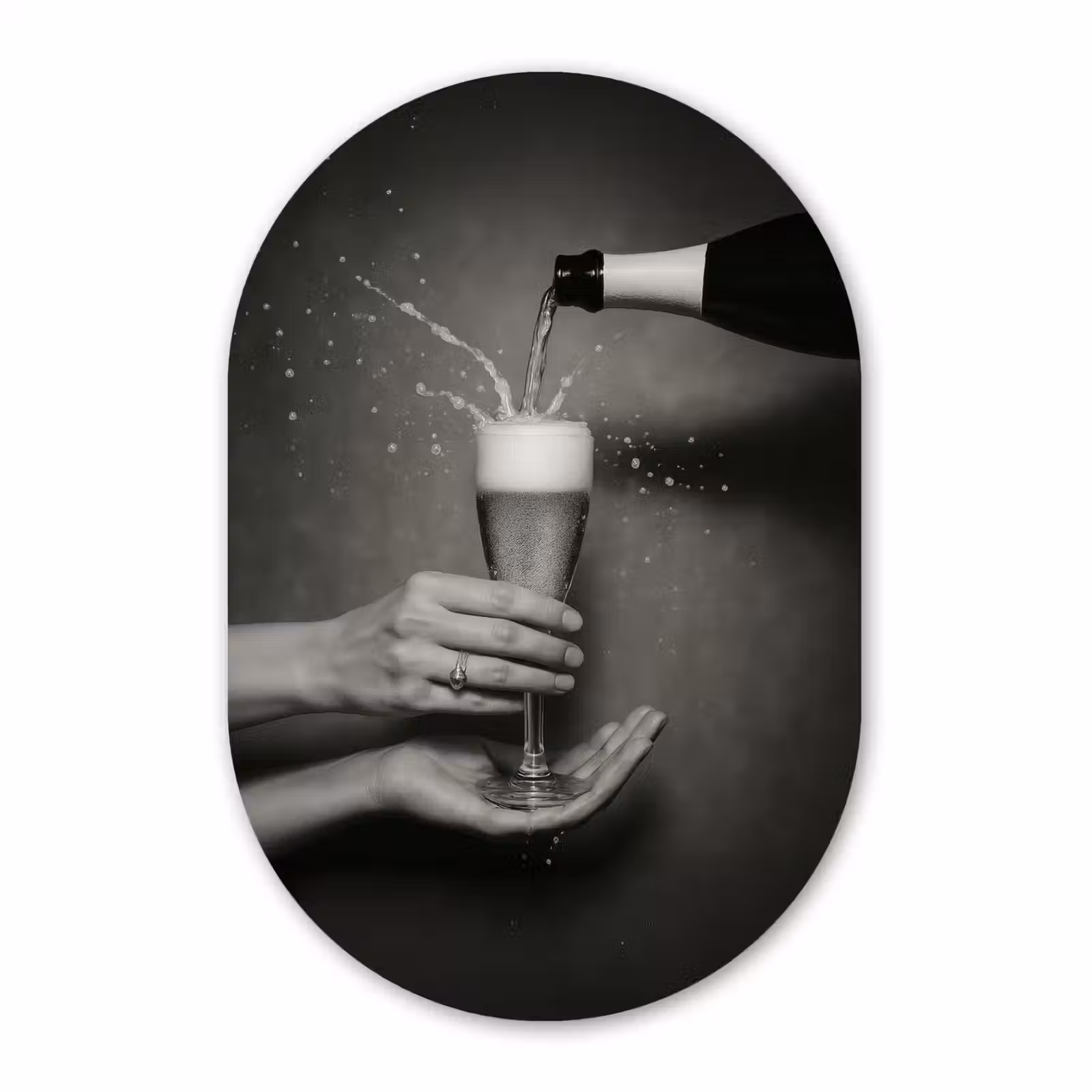 Muurovaal - Glas - Champagnefles - Glas - Minimalistisch - Spetters — 1