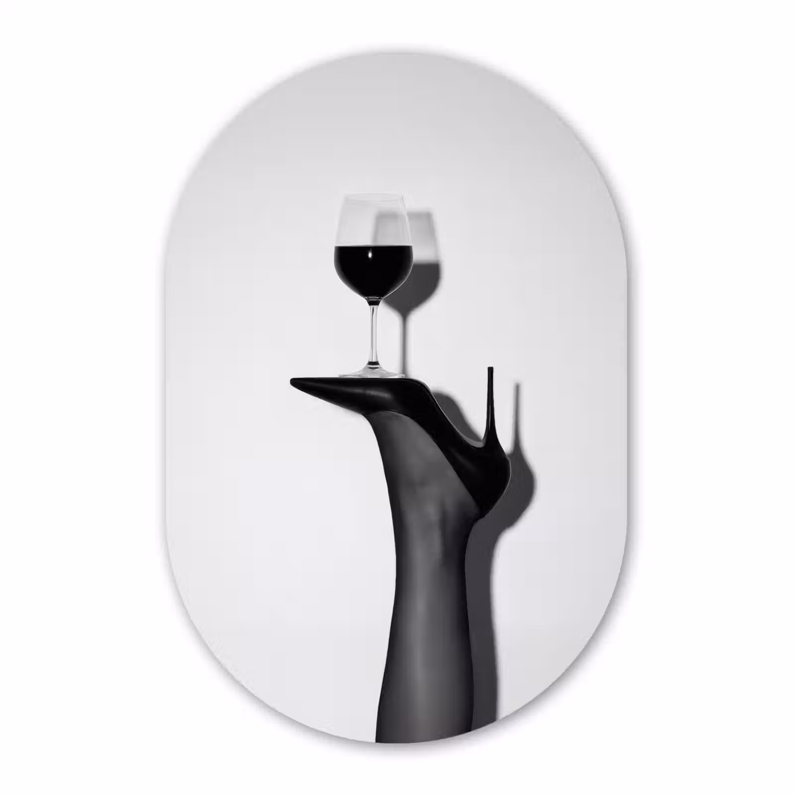 Muurovaal - Glas - Hak - Wijn - Minimalistisch - Zwart — 1