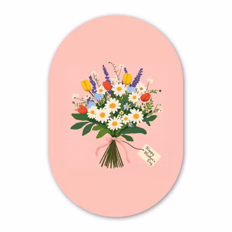 Muurovaal - Glas - Bloemen - Lint - Kaartje — 1
