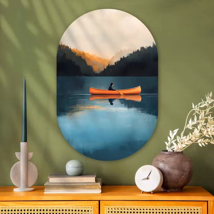 Muurovaal - Glas - Bossen - Meer - Kano - Oranje — 2