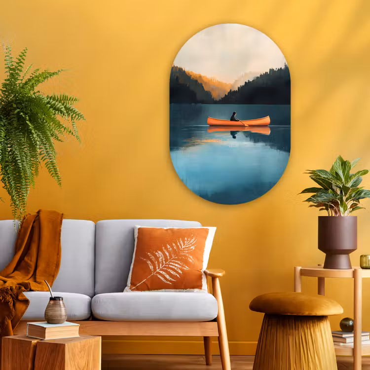 Muurovaal - Glas - Bossen - Meer - Kano - Oranje — 3