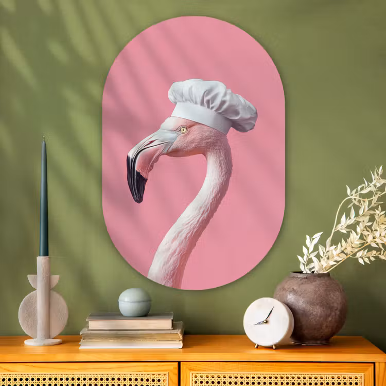Muurovaal - Glas - Flamingo - Roze - Koksmuts - Vogel — 2