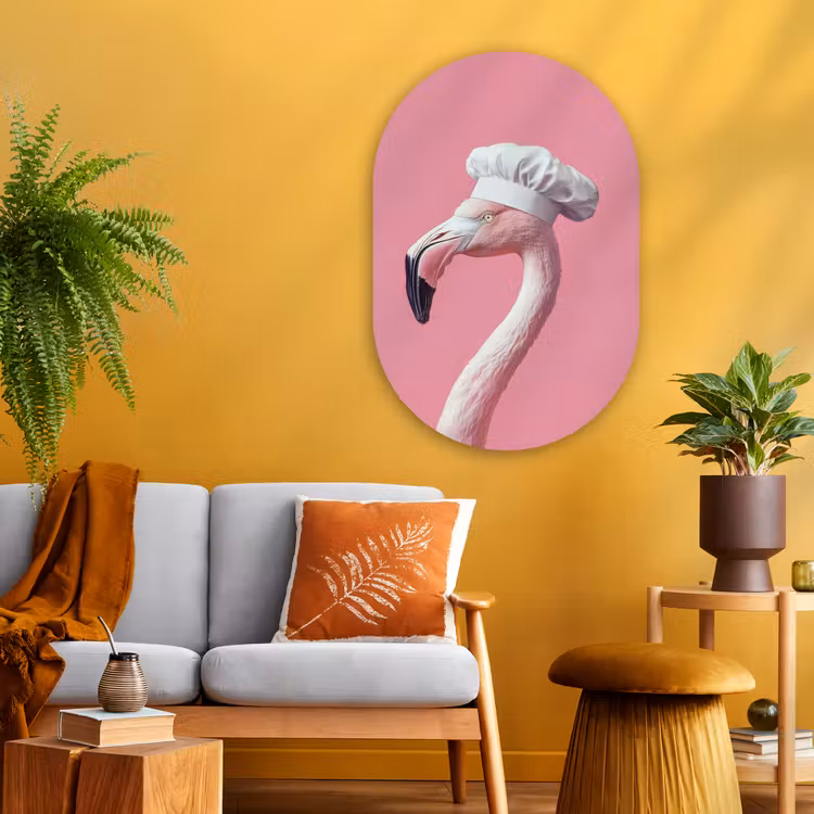 Muurovaal - Glas - Flamingo - Roze - Koksmuts - Vogel — 3