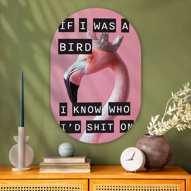 Muurovaal - Glas - Flamingo - Roze - Vogel - Decoratie — 2