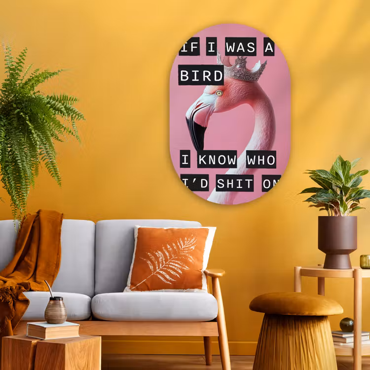 Muurovaal - Glas - Flamingo - Roze - Vogel - Decoratie — 3