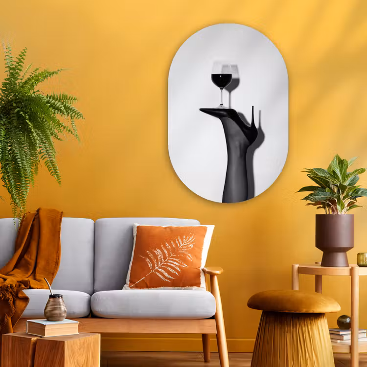 Muurovaal - Glas - Hak - Wijn - Minimalistisch - Zwart — 3