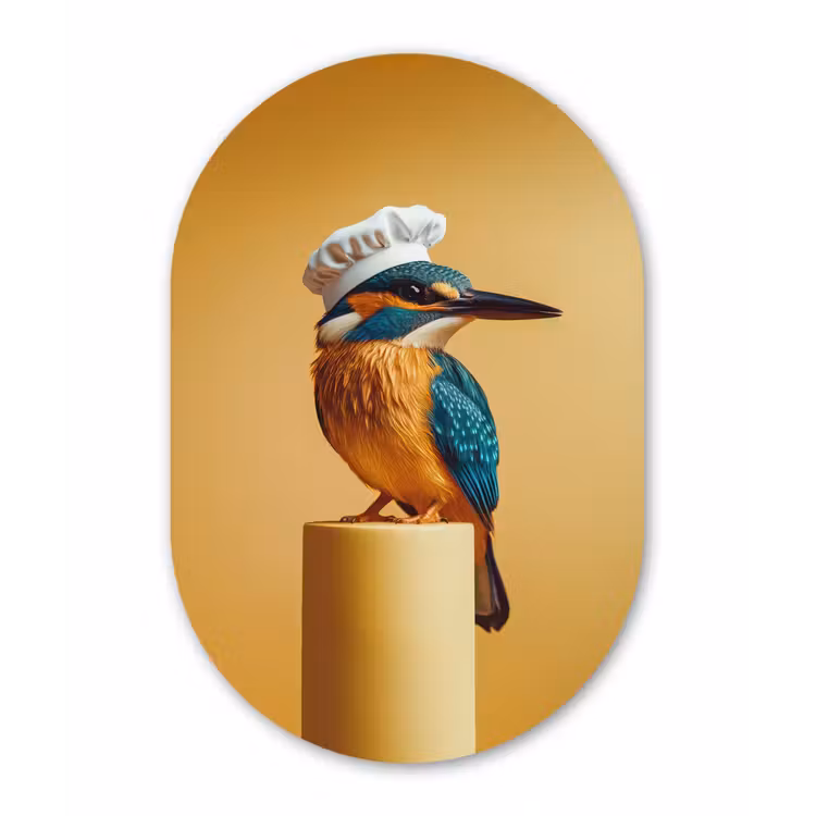 Muurovaal - Glas - Ijsvogel - Pilaar - Koksmuts - Vogel — 1