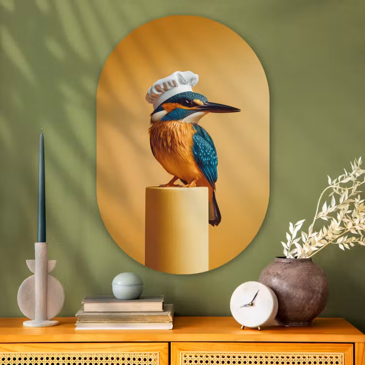 Muurovaal - Glas - Ijsvogel - Pilaar - Koksmuts - Vogel — 2