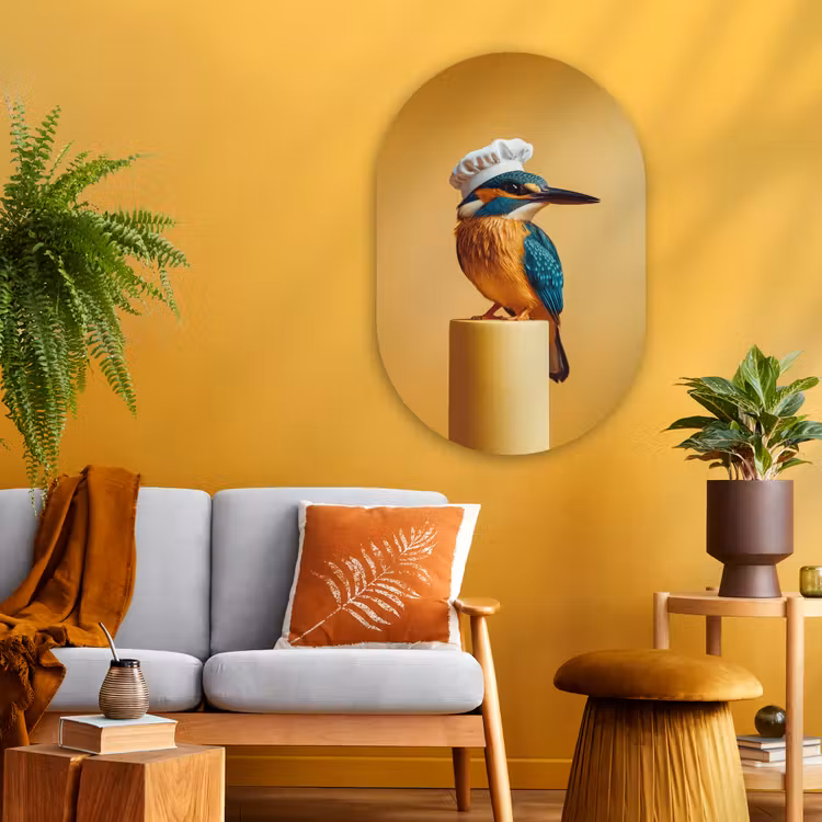Muurovaal - Glas - Ijsvogel - Pilaar - Koksmuts - Vogel — 3