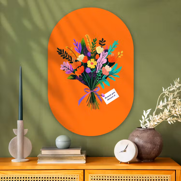 Muurovaal - Glas - Kaartje - Boeket - Bloemen — 2