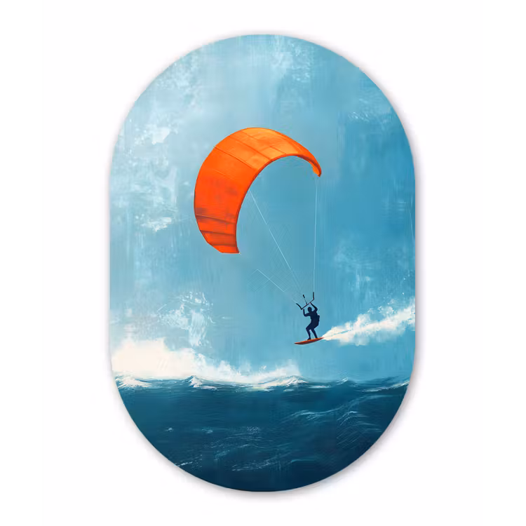 Muurovaal - Glas - Kitesurfer - Oranje - Zee - Lucht — 1