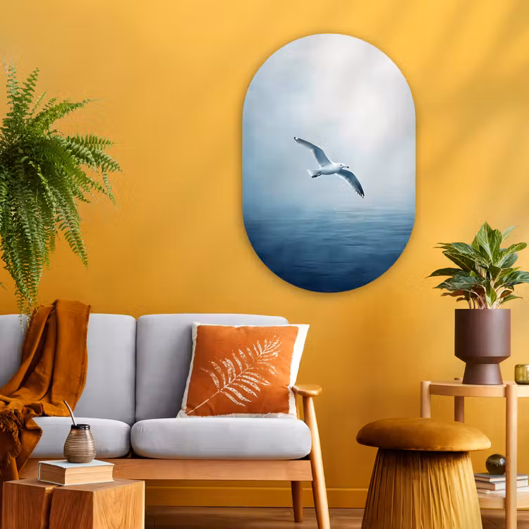 Muurovaal - Glas - Meeuw - Wit - Zee - Mistig — 3