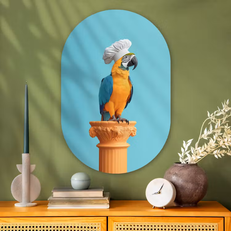 Muurovaal - Glas - Papegaai - Koksmuts - Grappig - Vogel — 2