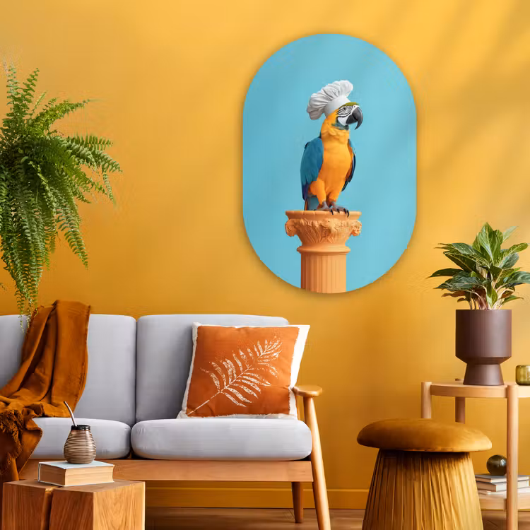 Muurovaal - Glas - Papegaai - Koksmuts - Grappig - Vogel — 3