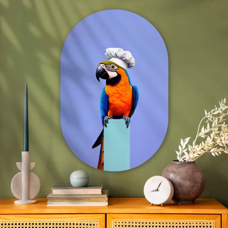 Muurovaal - Glas - Papegaai - Koksmuts - Vogel - Leuk — 2